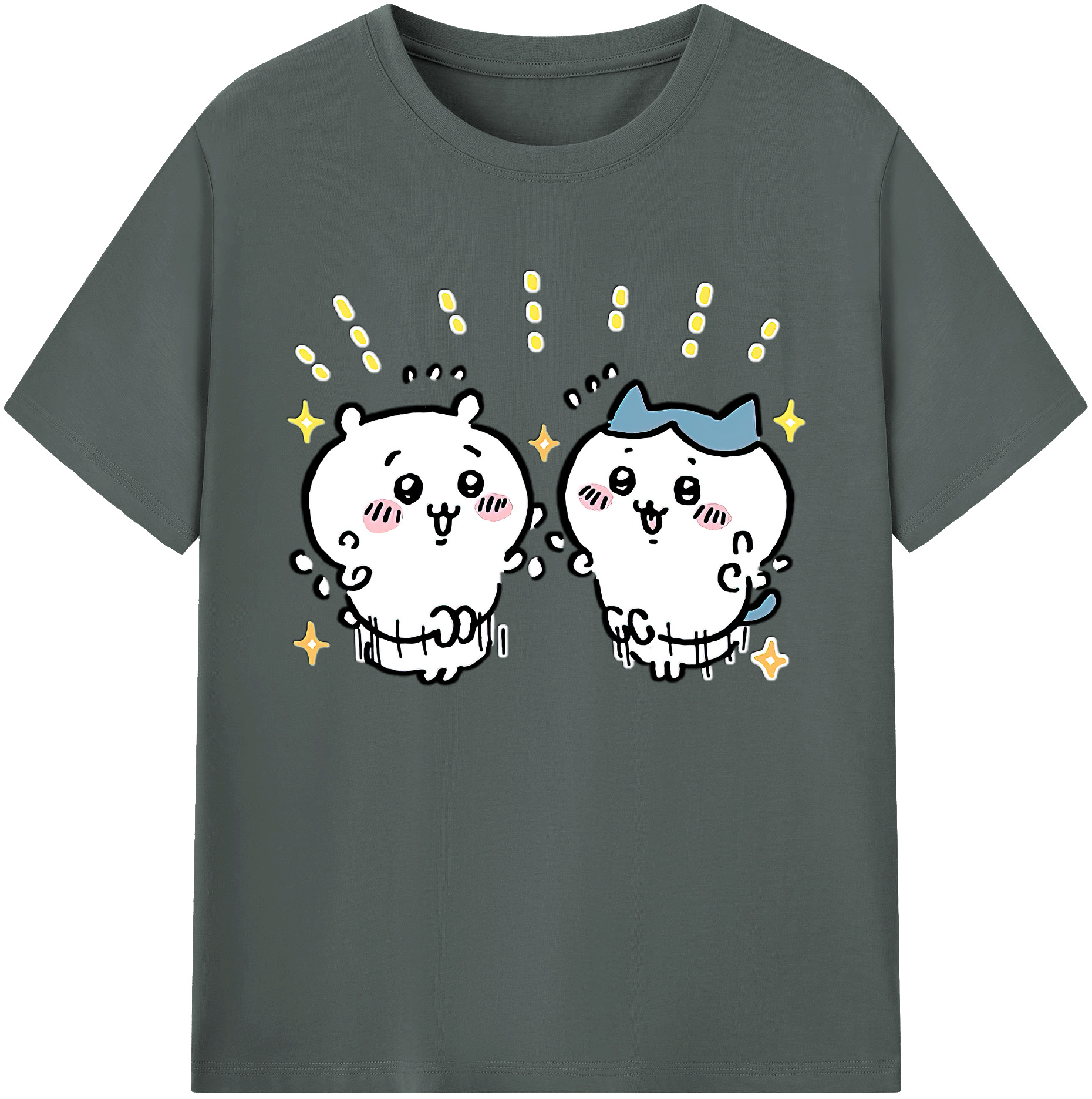 （画像用） ちいかわ ハチワレ Chii-kawa hachiware 綿100％ メンズ半袖Tシャツ｜肌触りやわらか＆通気性